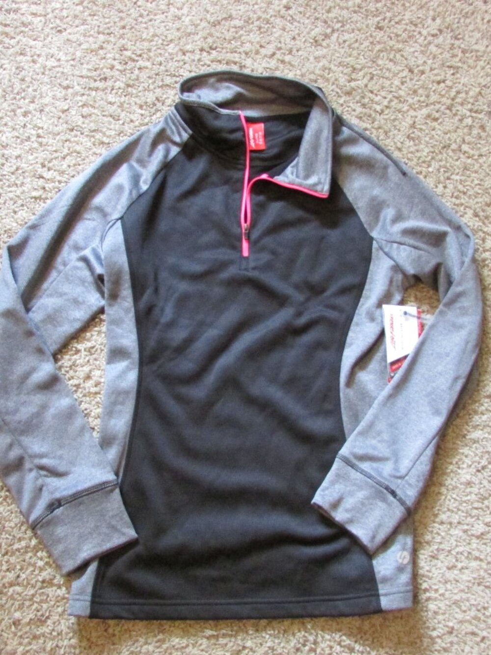 NWT Life Fitness XL Gray Black 1/4 Zip Pullover Sweatshirt Top Tempertek
